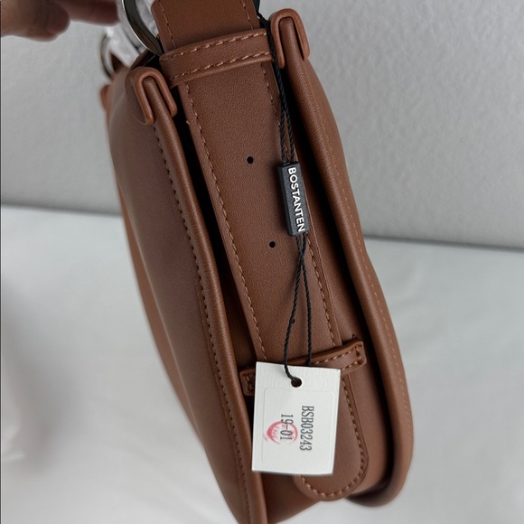 NWOT Elegant Brown Vegan Leather Shoulder Bag - Picture 10 of 14